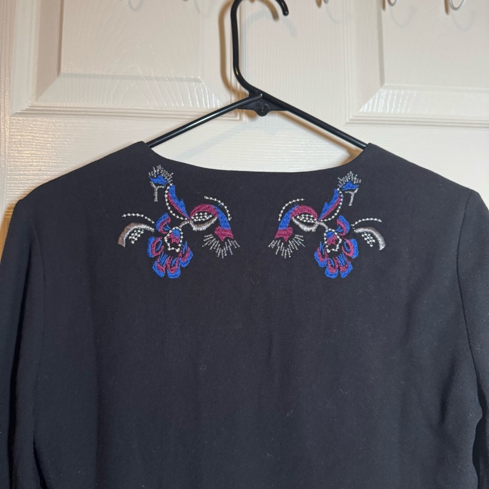 Free People holiday folk floral embroidered bell sleeve dress womens 4 bohemain - Picture 10 of 14